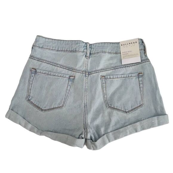 Bullhead Denim Women's Size 9 Blue Button Front High Rise Shorts - Picture 2 of 6